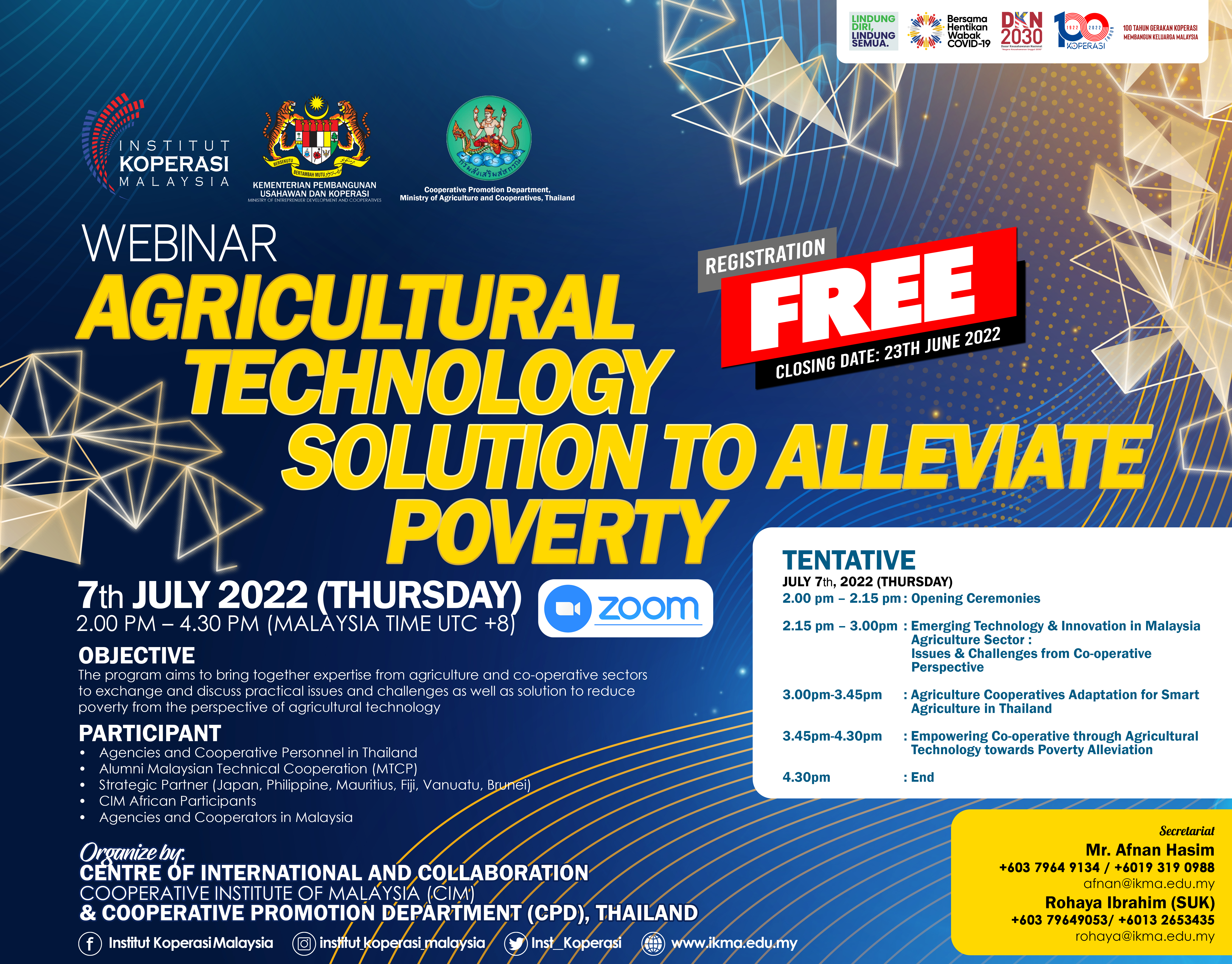 Webinar Agricultural Technology Solution to Alleviate Poverty