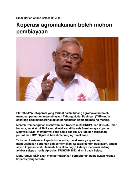 koperasi-agromakanan-boleh-mohon-pembiayaan-sinar-harian-online-selasa-05-julai-1